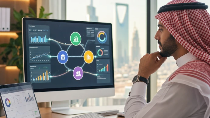 تصميم توضيحي بعنوان دليل اختيار الحل المناسب